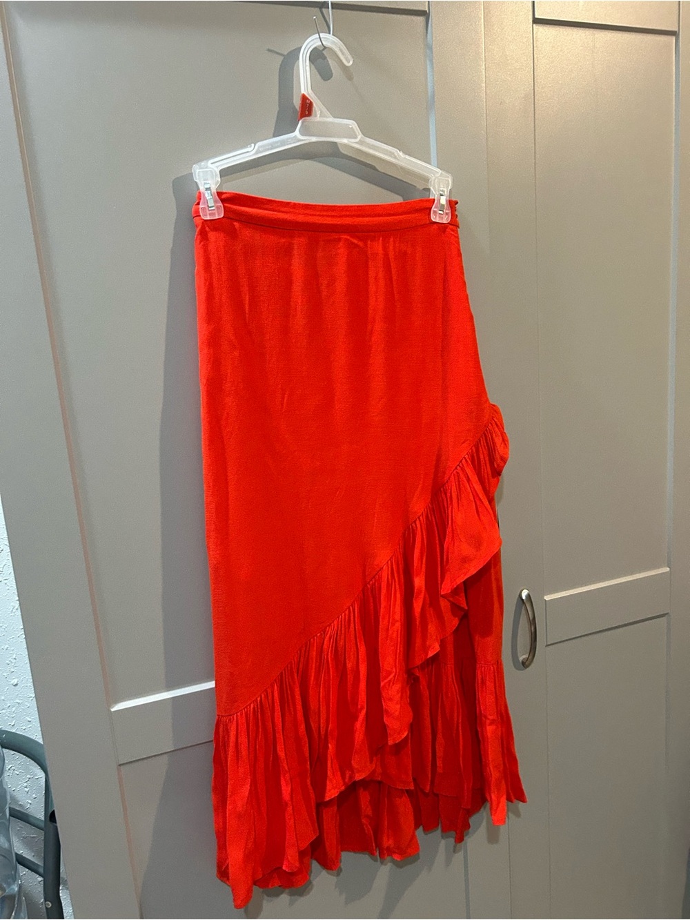 H&M Red High-Low Ruffle Skirt